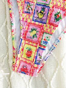 SHEIN Swim 2pcs Printed Lace Up Front Decor Bikini Set, Sexy & Stylish For Summer Beach Vacation - Multicolor - View 5