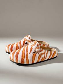 Solecia Women's Fashion Zebra Print Slip-On Flat Shoes - Orange - View 2