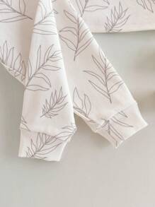 Loomiva Conjunto de pijama de 2 piezas para bebé niño con camiseta de manga larga de cuello redondo suave con estampado floral disperso y pantalón largo con cintura elástica