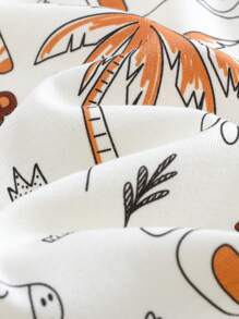 Cozy Pixies 2pcs Baby Boy Snug Fit Pajamas Set, Cartoon Animal Graphic Soft Knit Round Neck Short Sleeve Top And Elastic Waist Long Pants - White - View 4
