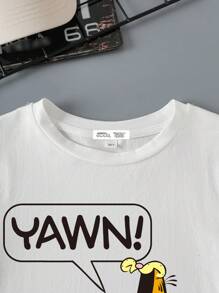 GARFIELD X SHEIN Tween Boys Casual Graphic Short Sleeve T-Shirt, Suitable For Summer