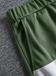 Manfinity Dauomo 2 件套男士撞色圆领短袖休闲 T 恤和短裤套装