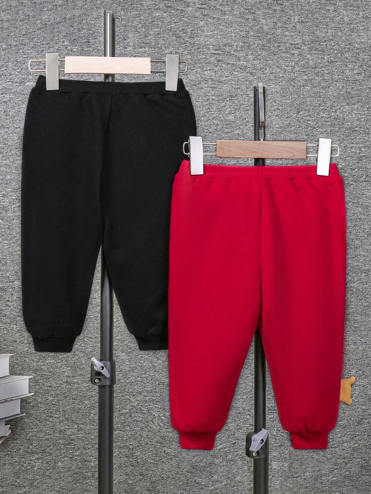 Baby Boy 2pcs Cartoon Graphic Thermal Lined Sweatpants