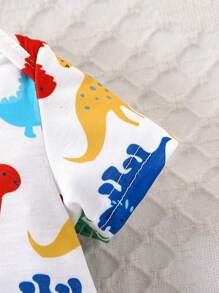 SHEIN 3pcs/Set Baby Boys All-Over Cartoon Allover Print Cute Summer Romper - Multicolor - View 4