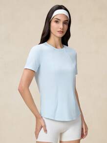 OutZeal Tee de sport à manches courtes pour femmes, ourlet incurvé, protection UPF50+ contre le soleil