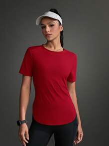POWERISTA Powerista Women's Solid Color Round Neck Short Sleeve Casual Exercise Fitness T-Shirt
