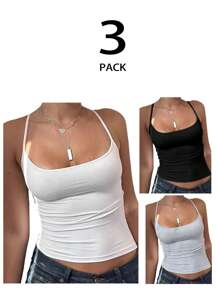 INAWLY Solva 女士纯色荷叶边修身吊带背心