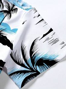 Manfinity RSRT 男士夏季热带印花短袖海滩度假衬衫 - 彩色 - 查看 5