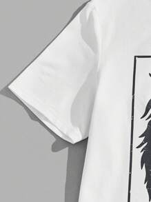 Manfinity VCAY Completo estivo da uomo con t-shirt in maglia bianca e pantaloni con stampa di lettere e leone