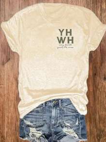 Calvaya YHWH płuca chrześcijańskie, przód i tył, każdy oddech mówi jego imię, imię Boga, plus rozmiar okrągły dekolt krótki rękaw koszula z nadrukiem koszulki damskie topy