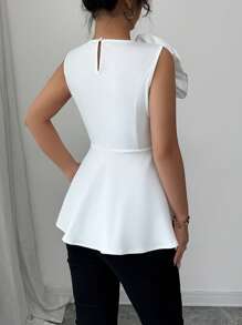 Selianne Women Casual Vacation 3D Flower Decor Tank Top, Minimalist & Fashionable, Suitable For Summer - White - View 2
