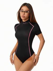Coolane Personalized Functional Streetwear Chic Bodysuit, Essential For Fashionable Ladies - Black - View 3