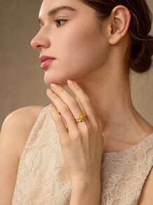 MOTF PREMIUM ANILLOS DE MUJER GEOMÉTRICOS MULTICAPA - Dorado - Ver 5