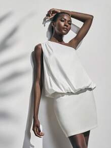 Lumivelle 女士不对称领纯色休闲衬衫，适合夏季