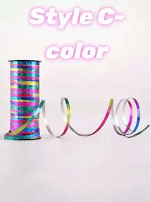 SHEIN 1 Roll, Shiny Metallic Curling Ribbon For Crafts, Gifts, And Decorations - 100 Yards Of Crimped Balloon Ribbon For Weddings, Birthdays, And More!, - Multicolor - View 3