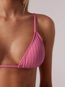 Forever 21 Women Solid Halter Sexy Bikini Set , For Summer Beach Vacation - Pink - View 4