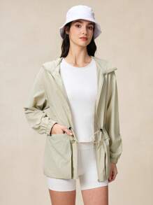 OutZeal 女士防水防风可收纳抽绳腰带户外夹克 露营徒步秋季