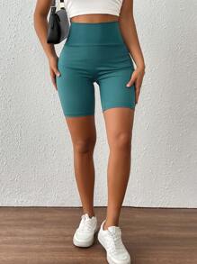 Chiquease Women's Simple Solid Color Casual Midi Shorts, Suitable For Summer, Workout Set Short Outfits For Women