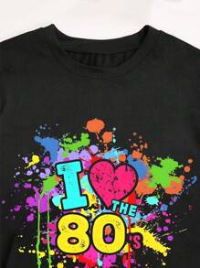 I Love 80s Women Cute Disco Casual Pullover Short Sleeve Round Neck T-Shirt