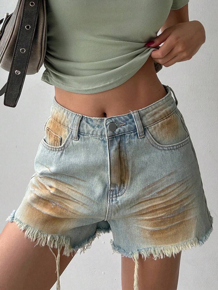 Women's Stylish Ripped Pocket Loose Denim Shorts Jorts