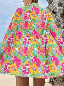 Swim Lushoire Floral Print Bikini Set, Vacation & Beach For Summer - Multicolor - View 2