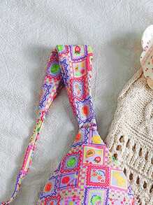 Swim Mod Women's Bohemian Floral Print Triangle Bikini Top For Summer Beach Vacation - Multicolor - View 5