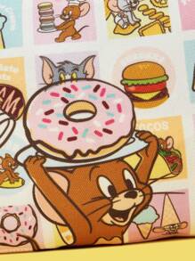 TOM & JERRY X SHEIN Cartoon Mouse & Pastry Print Fashionable Cosmetic Bag - Multicolor - View 3