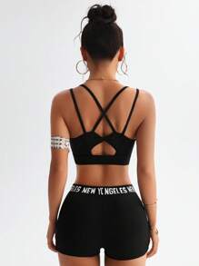 Easithlete 女士休闲百搭健身运动胸罩，适合日常穿着 - 黑色 - 查看 4