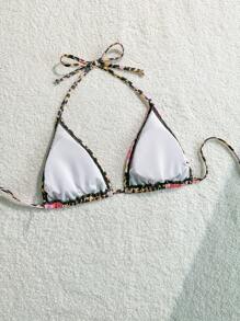 Swim Mod Women's Bohemian Leopard Print Bikini Top For Summer Beach Vacation - Multicolor - View 2