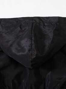 SHEIN 女童姐妹装设计，休闲百搭运动简约撞色滚边防风内衬收腰派克大衣，适合秋冬季节穿着，保暖防风，姐妹装，日常穿着，女童外套，春季外套 - 黑色 - 查看 7