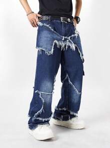 Manfinity Hypemode Men's Simple Fashion Denim Long Pants, Suitable For Summer - Dark Wash - View 7