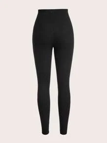 Muchica 2-Tone Knit Skinny Leggings, Minimalist & Fashionable For Summer - Multicolor - View 4