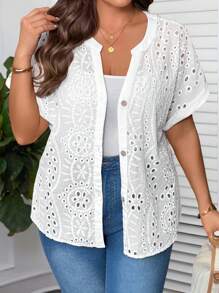 EMERY ROSE Women's Solid Color Casual Textured Vacation Dress - White - View 1