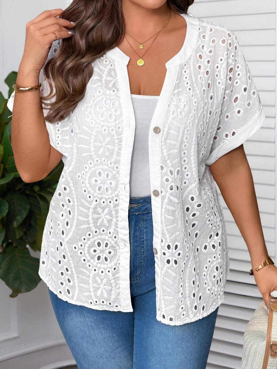 EMERY ROSE Women's Solid Color Casual Textured Vacation Dress - White - View 1