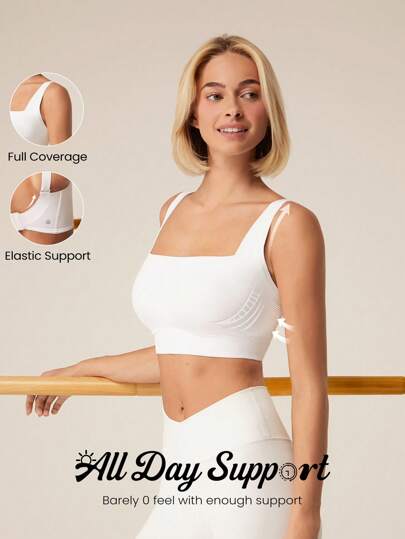 GLOWMODE Sujetador deportivo de cobertura total ultraligero sin costuras de ajuste a la piel, de bajo impacto, apto para yoga y uso diario, con copas extraíbles