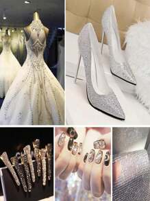 1440 buc Ss3-Ss20 Strass din sticlă cu spate plat rotund cu fund plat argintiu pentru arta unghiilor DIY, accesoriu de îmbrăcăminte