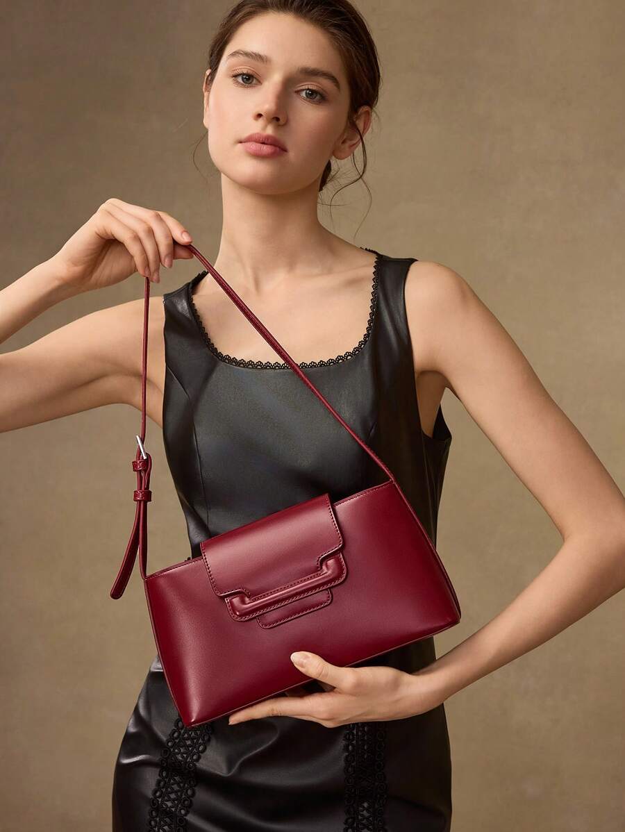 Borsa A Tracolla In Pelle Nera – Cinturino Regolabile – Donna – Nuova Con Etichette