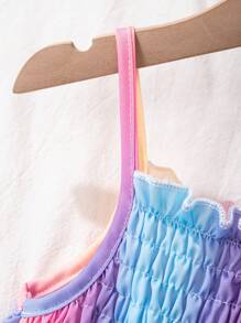 Young Girl' Rainbow Gradient Backless Strap Summer Beach Dress For Holiday' - Multicolor - View 8