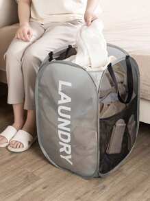 1pc Household Foldable Dirty Clothes Basket, Clothes Storage Basket ,Dirty Clothes Basket Barrel Laundry Basket Bathroom Dirty Clothes Storage Basket New Type Laundry Basket Foldable Popup Net Basket Dirty Clothes Basket With Handlelaundry Hamper,Washing Basketbathroom Organizer,Basket,Storage Basket,Foldable Laundry Basket