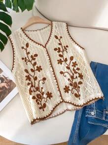 CosyJoli 大码女式夏季刺绣针织开衫