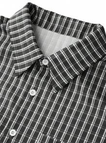 SHEIN Manfinity Dauomo Men's Casual Plaid Cropped Shirt, Summer