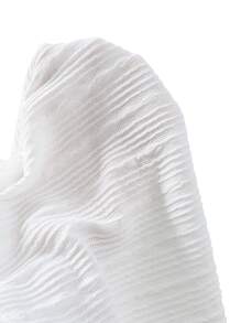 SHEIN Explorewe 少女不对称荷叶边下摆宽松优雅白色 A 字裙，质地舒适，适合夏季、婚礼、婚礼嘉宾、花童 - 白色 - 查看 8