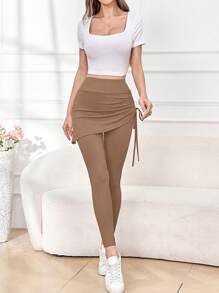 Aidyla Women's Solid Color Simple Fashion Leggings, Suitable For Summer Fall Cloth For Women - Brown - View 4