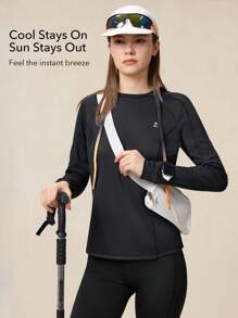 OutZeal Women Cool Touch UV Protection Watch Window Pockets Long Sleeve Outdoor Sweatshirt Hiking Summer - Black - View 2