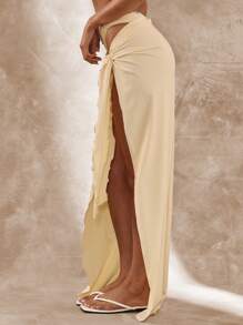 Musera Resort Lettuce Hem Maxi Full Length Sarong Cover Up Boho Ibiza Cute Sexy Vacation Summer Beach Swimwear