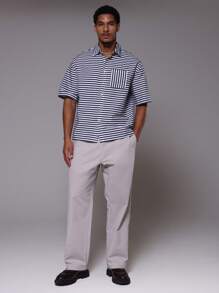 SHEIN X ELOISA & ORSON Musero Pantalones rectos con cintura plegable y doble pretina para hombres