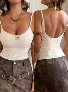 DAZY Parte superior tipo canesú ajustada de unicolor informal para mujer como top de tirantes para el verano