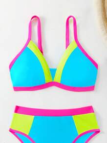 Slaydiva 女士拼色性感比基尼泳装套装