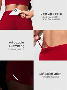 GLOWMODE 2.5 英寸 VitalSwift 超轻吸汗中腰可调节抽绳腰部反光跑步短裤内置防臭内衣后拉链口袋高强度健身跑步训练春夏 - 紫紅色 - 查看 4