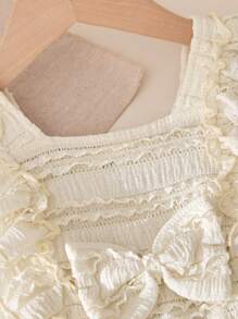 2pcs Baby Girls' White Textured Fabric Bow Bodysuit And Bow Headband Set, Cute Mommy And Me Matching Outfits, Spring/Summer